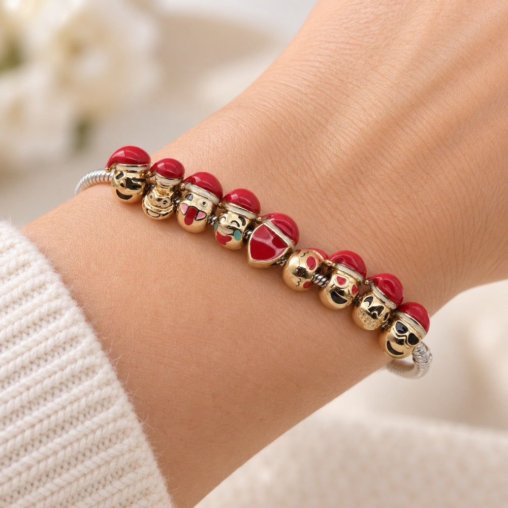 Christmas Red Hat Character Charm Bracelet – Festive Holiday Gift for Her