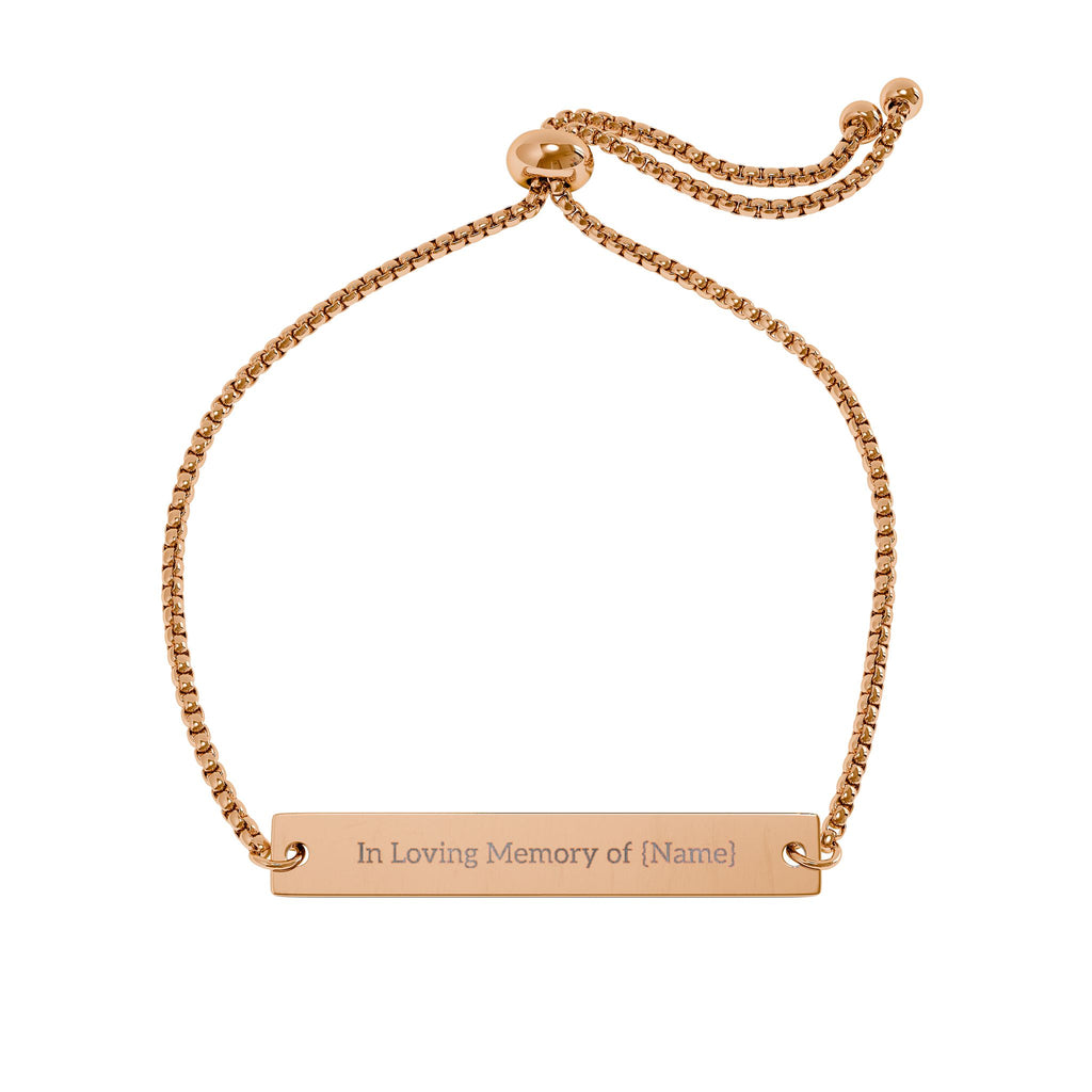 Engravable Flat Bar Bracelet — Adjustable Personalized Nameplate Bracelet (Gold/Rose Gold)