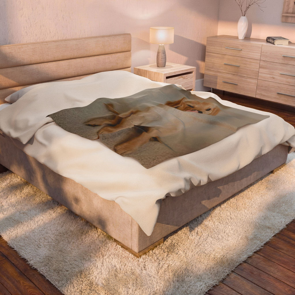 Velveteen Plush Blanket – Cute Golden Retriever Puppy Photo Throw