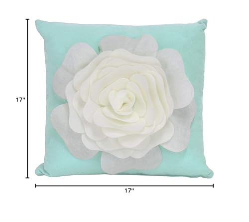 Fennco Styles Large Felt 3D Rose Decorative Throw Pillow 17 x 17 Inch - Flower Pillow for Couch, Home Décor, Bedroom Décor and Holiday, Housewarming Gift