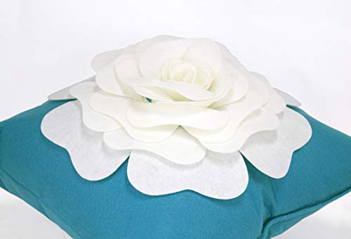 Fennco Styles Large Felt 3D Rose Decorative Throw Pillow 17 x 17 Inch - Flower Pillow for Couch, Home Décor, Bedroom Décor and Holiday, Housewarming Gift