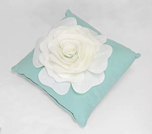 Fennco Styles Large Felt 3D Rose Decorative Throw Pillow 17 x 17 Inch - Flower Pillow for Couch, Home Décor, Bedroom Décor and Holiday, Housewarming Gift