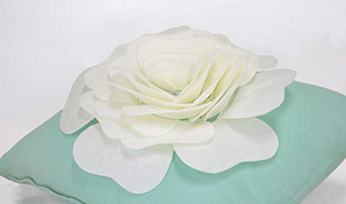 Fennco Styles Large Felt 3D Rose Decorative Throw Pillow 17 x 17 Inch - Flower Pillow for Couch, Home Décor, Bedroom Décor and Holiday, Housewarming Gift