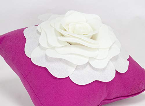 Fennco Styles Large Felt 3D Rose Decorative Throw Pillow 17 x 17 Inch - Flower Pillow for Couch, Home Décor, Bedroom Décor and Holiday, Housewarming Gift