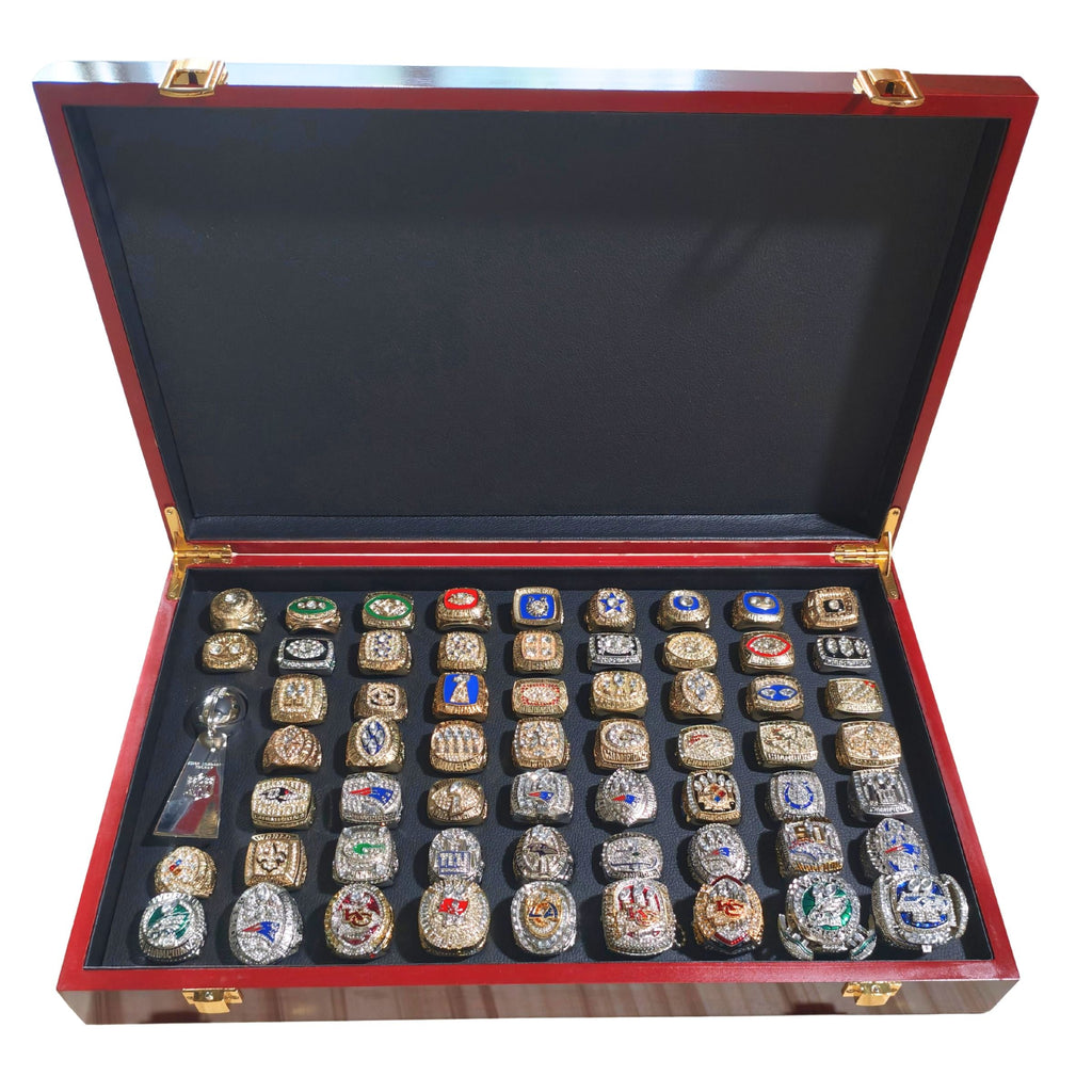 Complete 60-Piece Super Bowl Championship Ring Collection (I–LX) | The Ultimate NFL Grand Set with Luxury Display Case