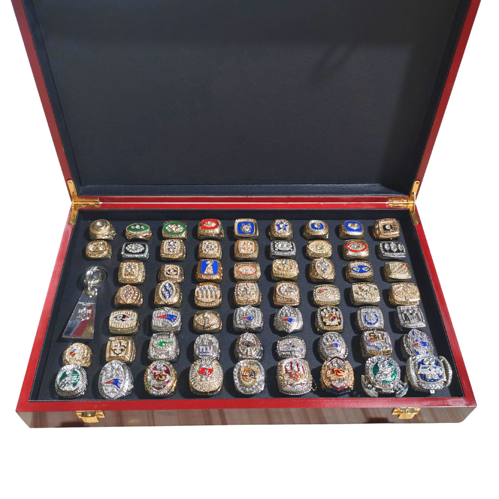 Complete 60-Piece Super Bowl Championship Ring Collection (I–LX) | The Ultimate NFL Grand Set with Luxury Display Case