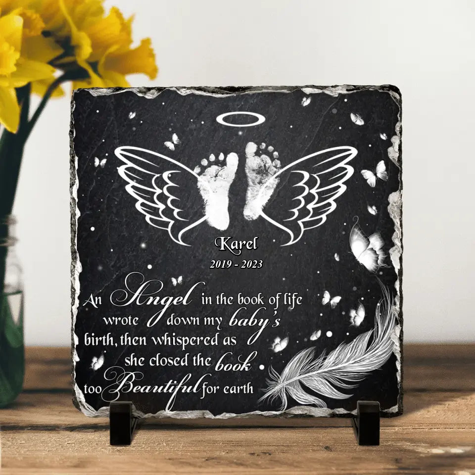 Personalized Baby In Heaven Square Lithograph - Memorial Gift Idea for Mother's Day/Father's Day - An Angel In The Book Of Life Wrote Down My Baby's Birth