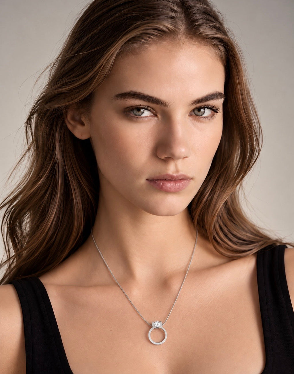 PT117W B.Tiff 1 CT Tension Ring Pendant Necklace