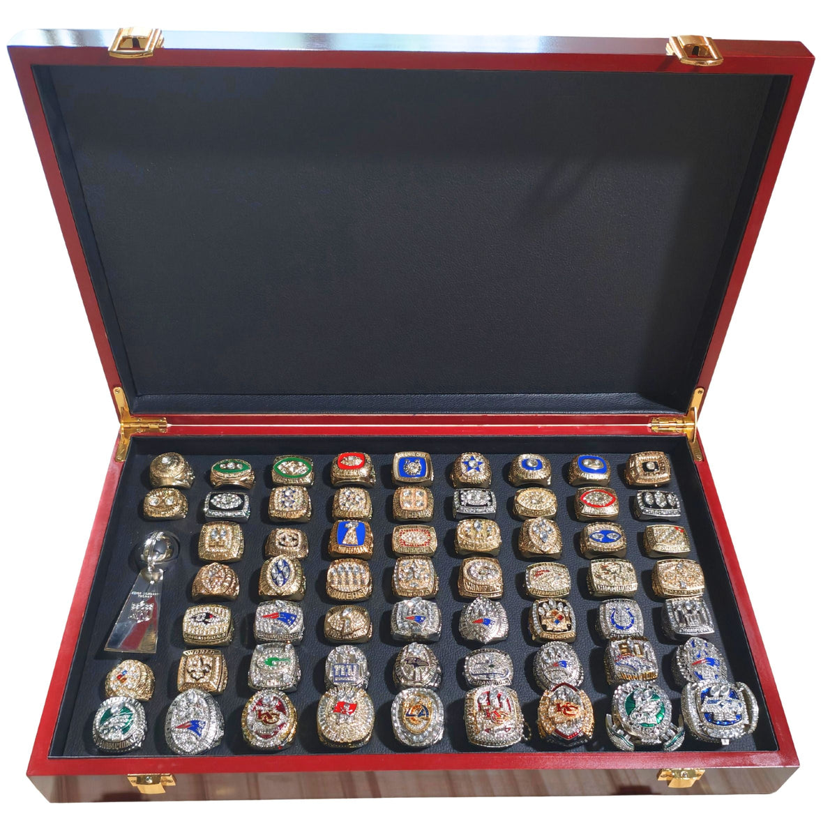 Complete 60-Piece Super Bowl Championship Ring Collection (I–LX) | The Ultimate NFL Grand Set with Luxury Display Case