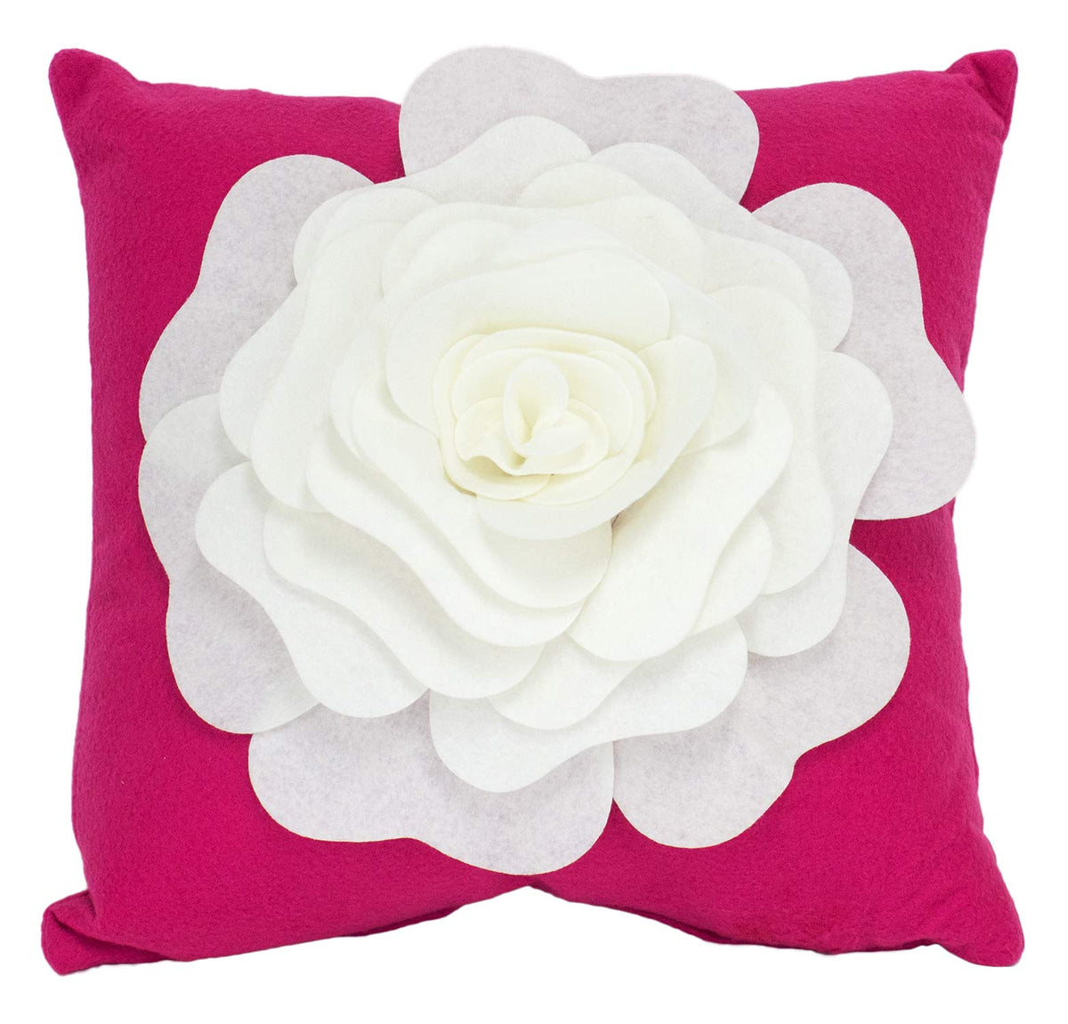 Fennco Styles Large Felt 3D Rose Decorative Throw Pillow 17 x 17 Inch - Flower Pillow for Couch, Home Décor, Bedroom Décor and Holiday, Housewarming Gift