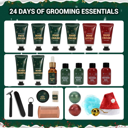 Advent Beauty Calendar 2025 Men Beard Care Skincare 24 Day Christmas Countdown