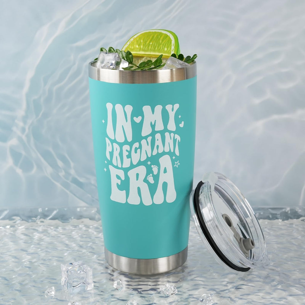 CUPLOOV Pregnant Blue Tumbler 20oz Insulated Cup with Lid & Straw