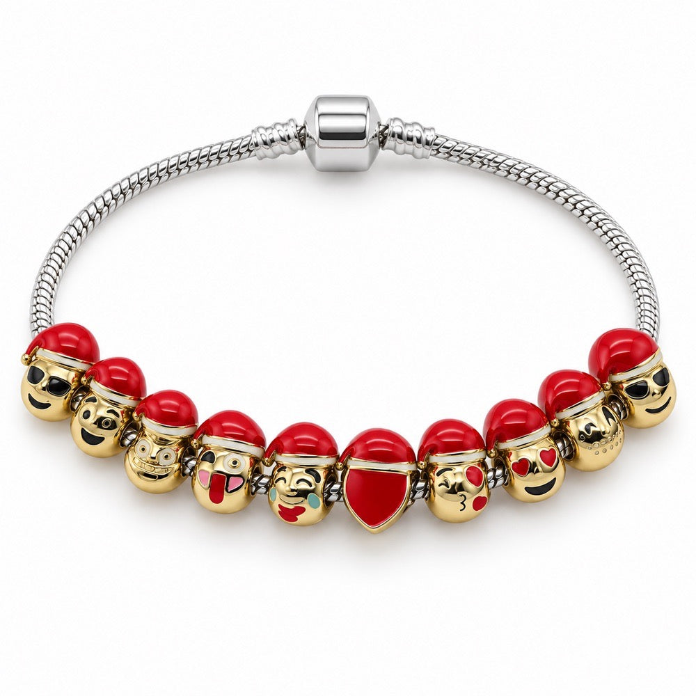 Christmas Red Hat Character Charm Bracelet – Festive Holiday Gift for Her