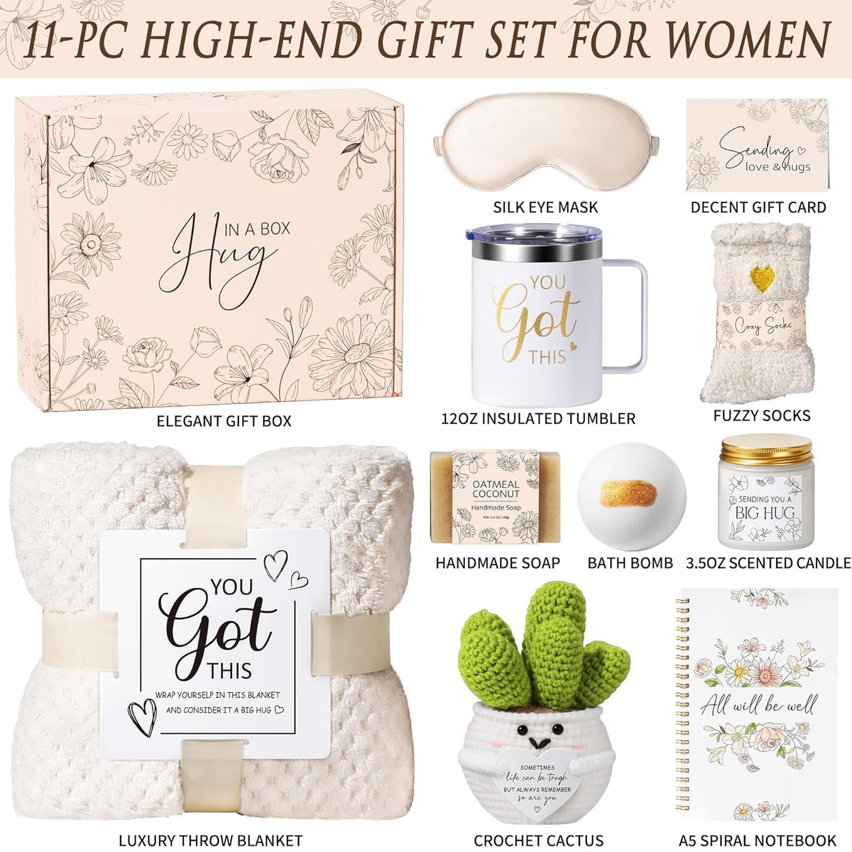 Get Well Soon Gifts Baskets for Women Self Care Gifts, Spa Care Package After Surgery Inspirational Thinking of You Sympathy Gift, Feel Better Encouragement Gift for Women Sick Friends Mom w/ Blanket