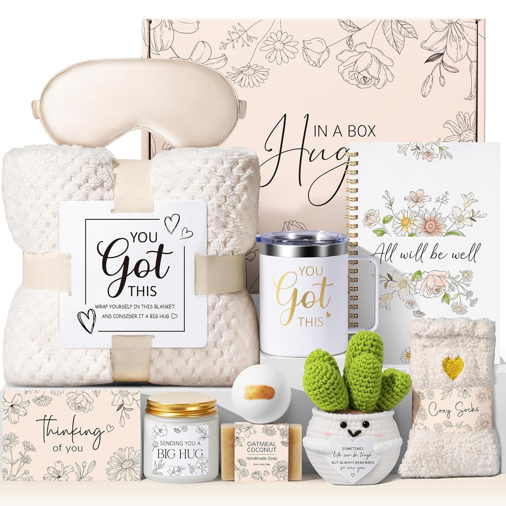 Get Well Soon Gifts Baskets for Women Self Care Gifts, Spa Care Package After Surgery Inspirational Thinking of You Sympathy Gift, Feel Better Encouragement Gift for Women Sick Friends Mom w/ Blanket