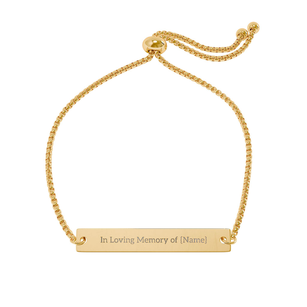 Engravable Flat Bar Bracelet — Adjustable Personalized Nameplate Bracelet (Gold/Rose Gold)