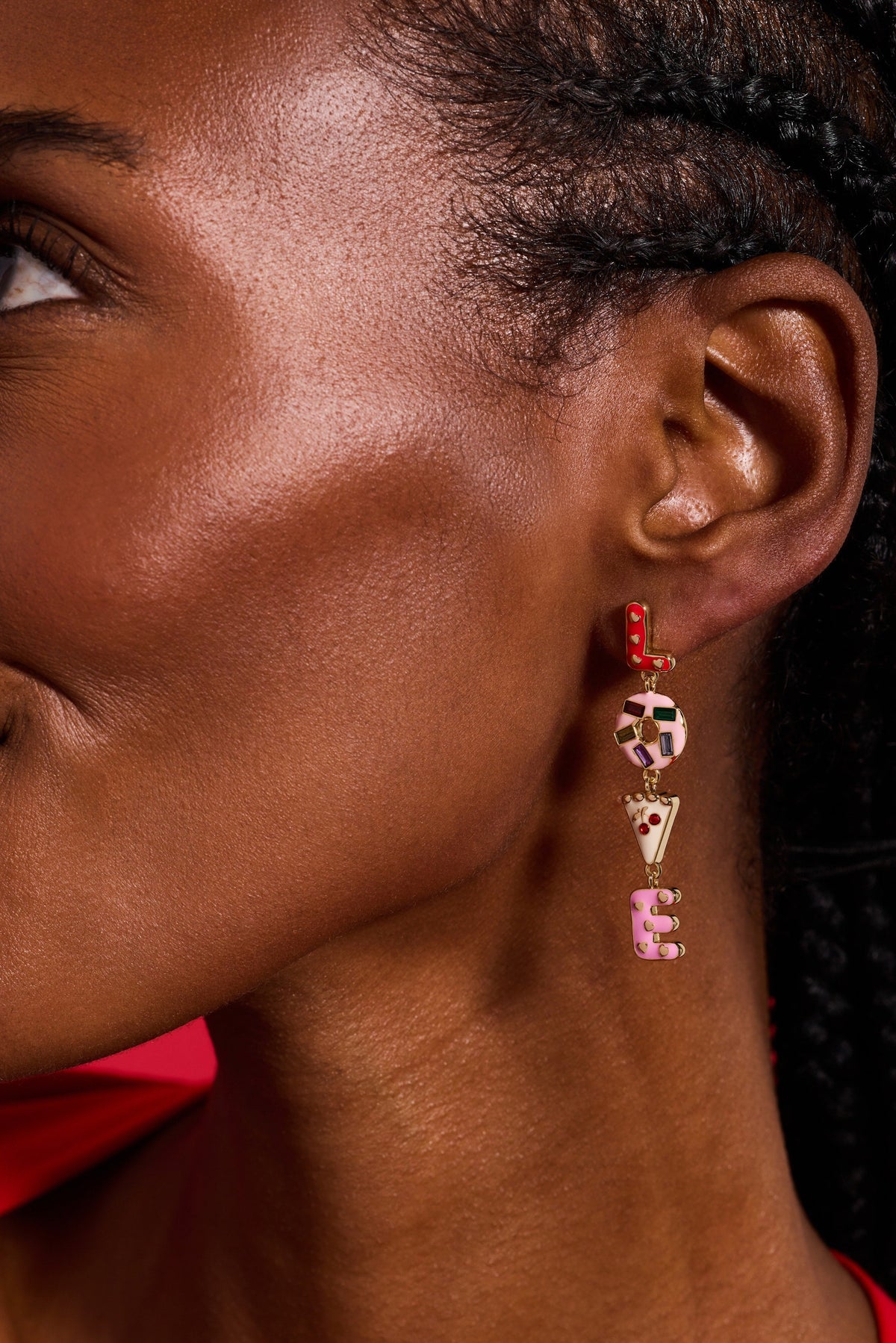 Sweet Shop 'Love' Linear Drop Statement Earrings