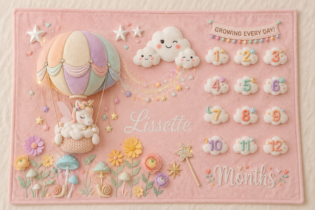 Personalized Baby Milestone Unicorn Blanket with Name | Monthly Photo Keepsake | Custom Unicorn Baby Gift