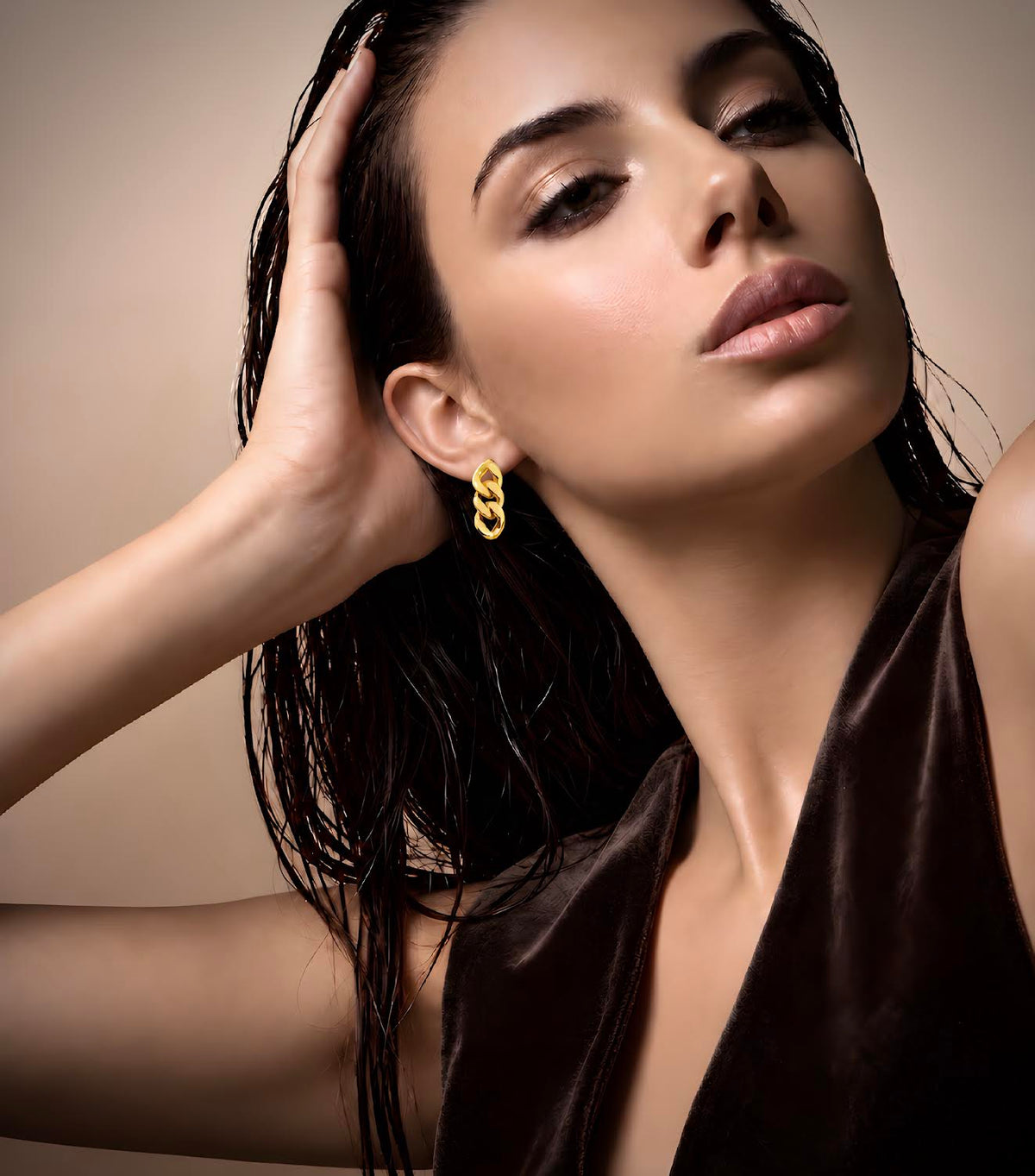 ER160G B.Tiff High Polish Gold Cuban Link Earrings