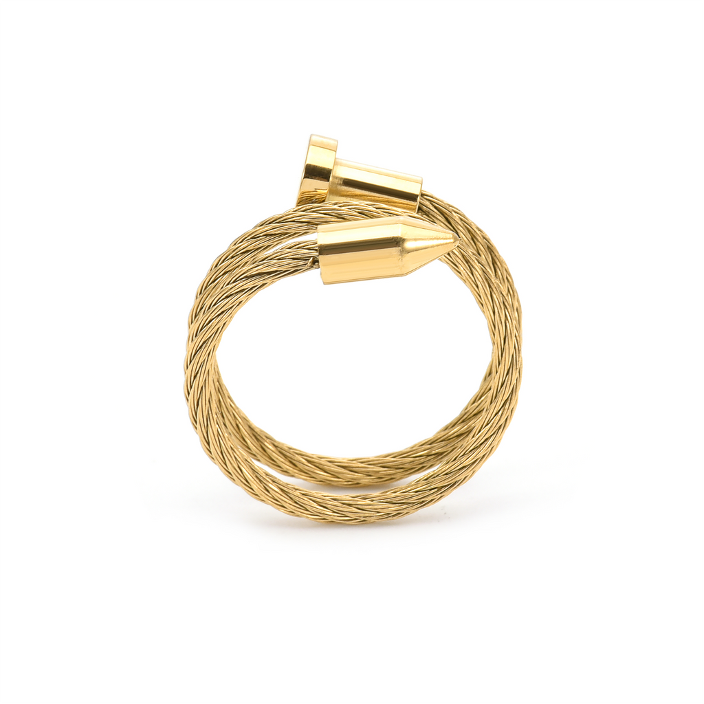 RG116G B.Tiff Gold Pointe Cable Adjustable Ring