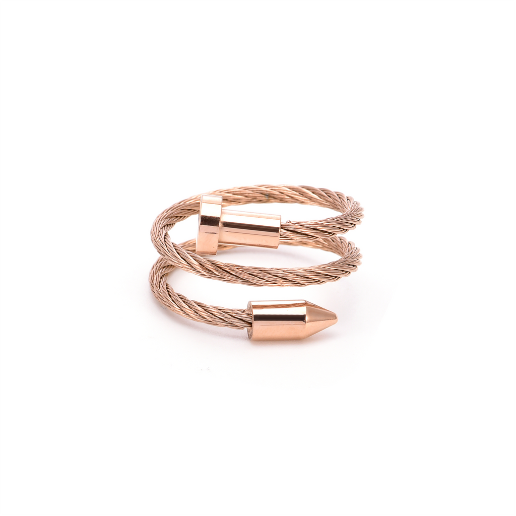 RG116RG B.Tiff Rose Gold Pointe Cable Adjustable Ring