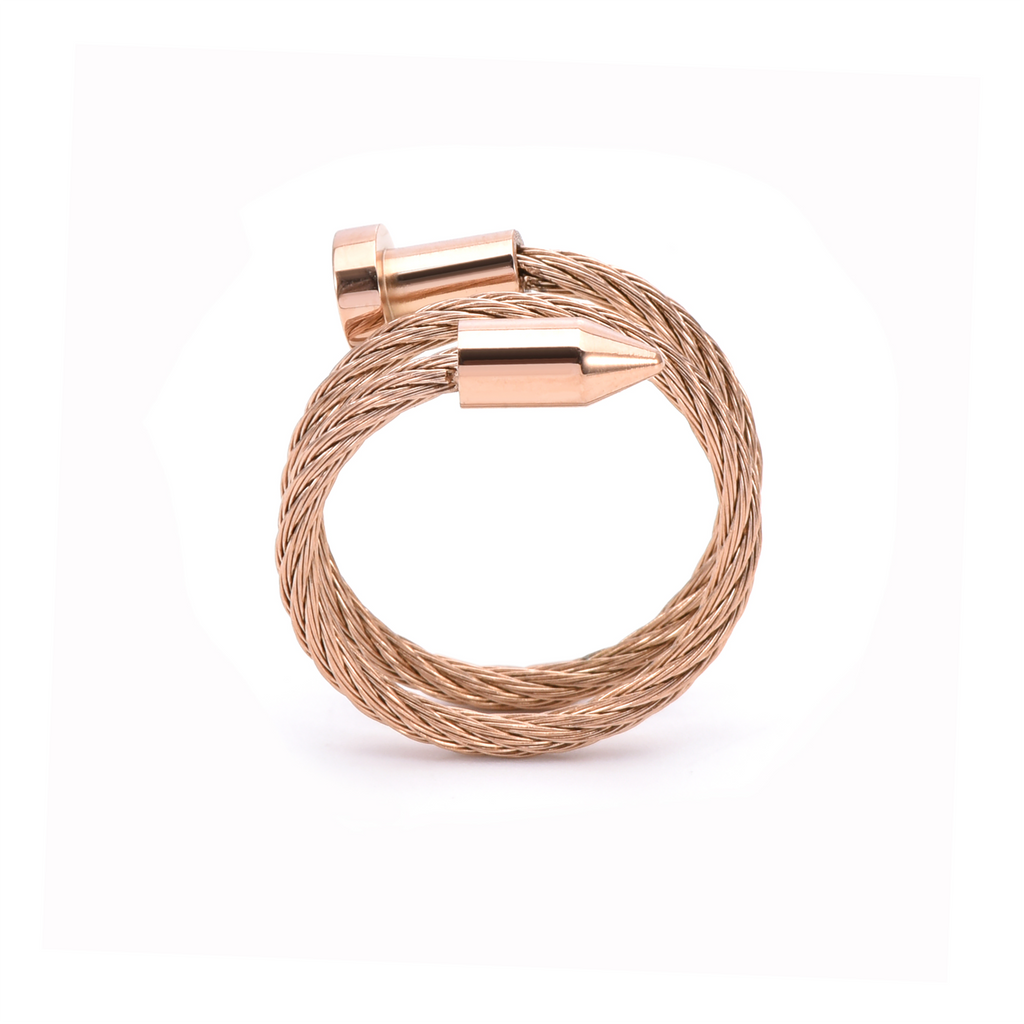 RG116RG B.Tiff Rose Gold Pointe Cable Adjustable Ring