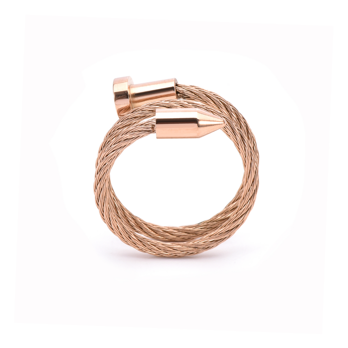 RG116RG B.Tiff Rose Gold Pointe Cable Adjustable Ring