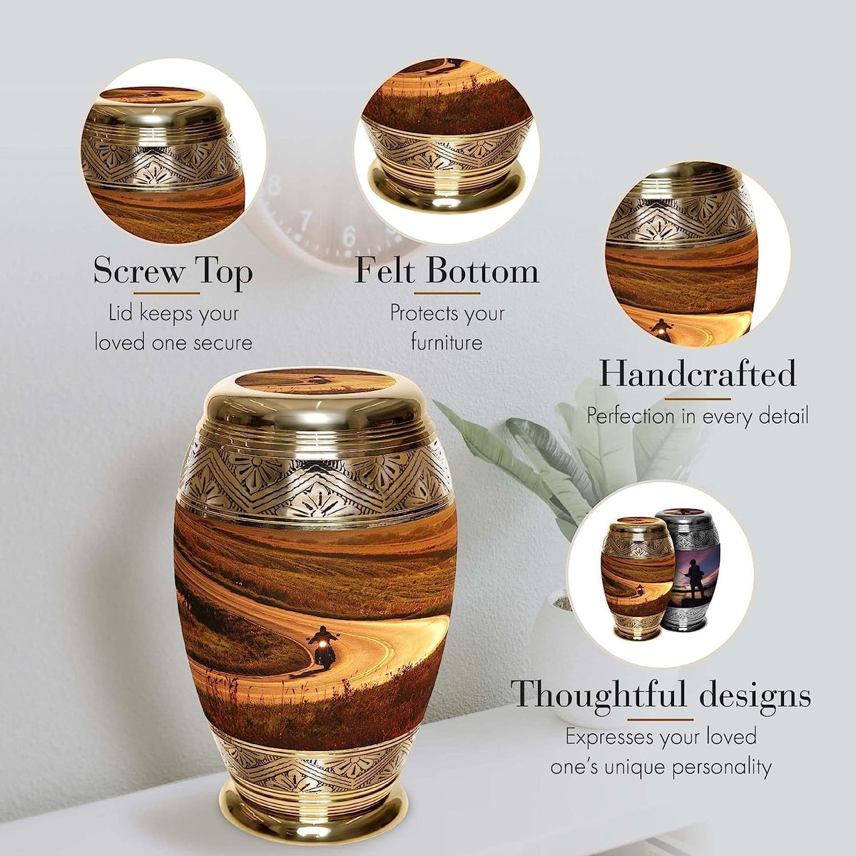 Highway to Heaven Motorcycle Extra Large Urn or Companion Urn – Extra Large Urns for Human Ashes | XL Urn & XXL Urn