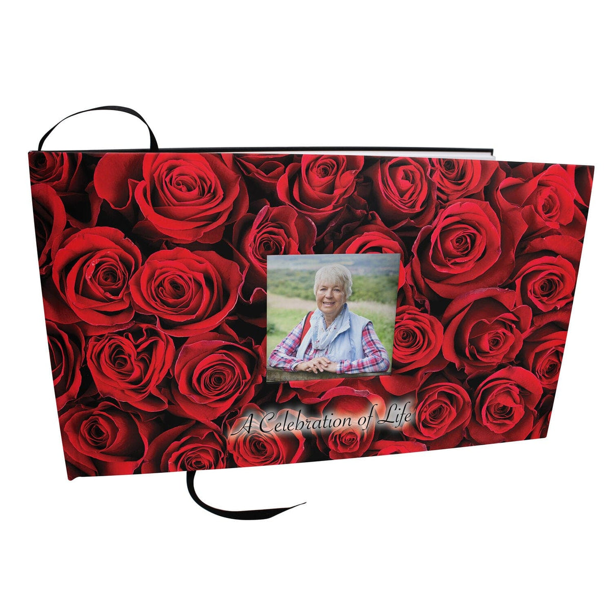 Crimson Rose Matching Themed 'Celebration of Life' Guest Book for Funeral or Memorial Service