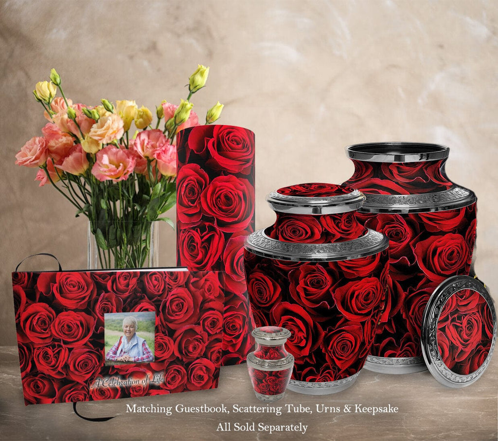 Crimson Rose Matching Themed 'Celebration of Life' Guest Book for Funeral or Memorial Service