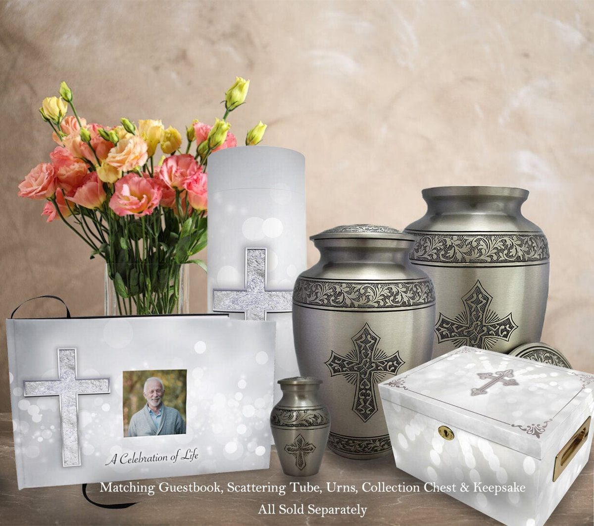 Love of Christ Silver Cross Keepsake Urns – Tiny, Small & Mini Keepsake Urns for Ashes | Cremation Keepsakes