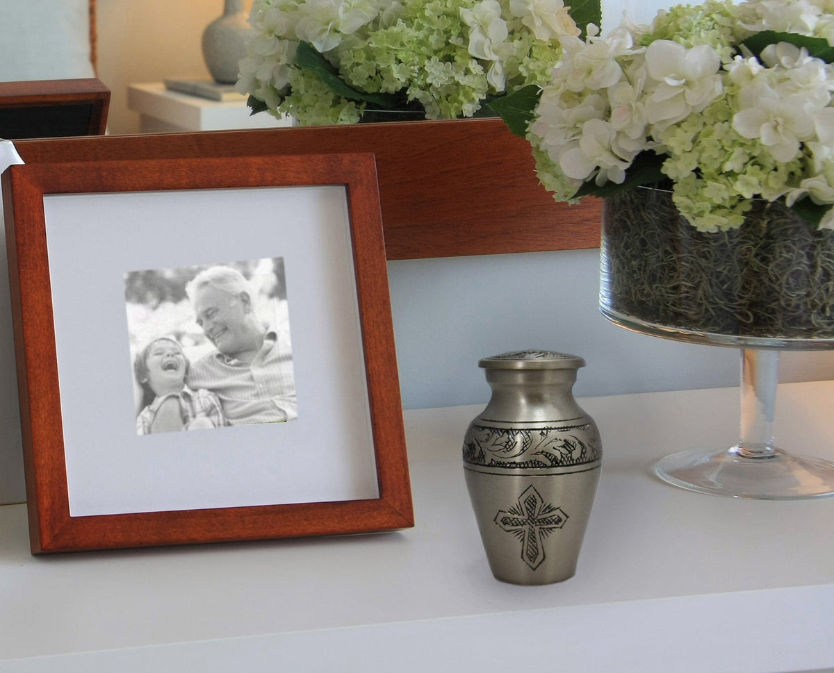 Love of Christ Silver Cross Keepsake Urns – Tiny, Small & Mini Keepsake Urns for Ashes | Cremation Keepsakes