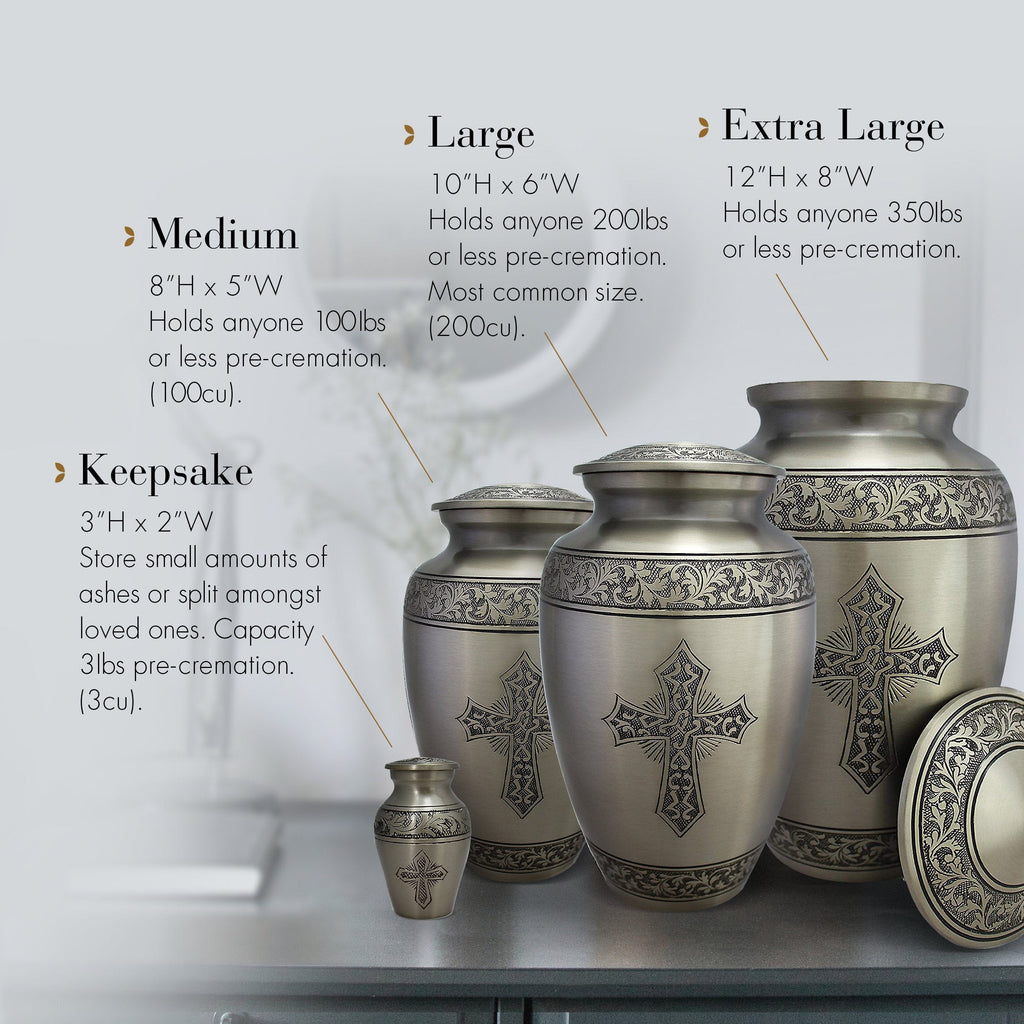 Love of Christ Silver Cross Keepsake Urns – Tiny, Small & Mini Keepsake Urns for Ashes | Cremation Keepsakes
