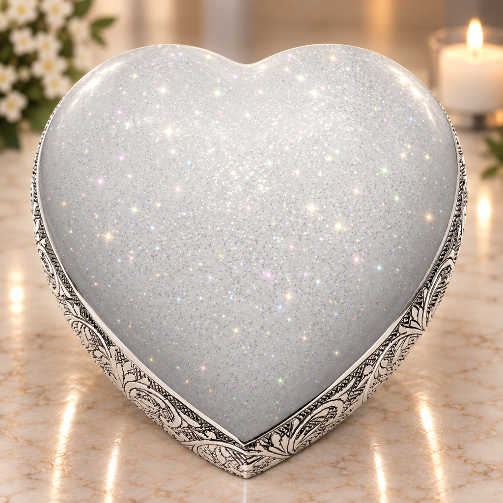 Sparkling White Baby or Child Cremation Urn - Urns For Babies