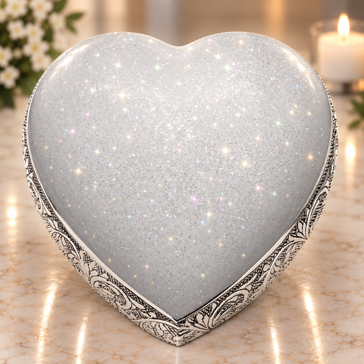 Sparkling White Baby or Child Cremation Urn - Urns For Babies