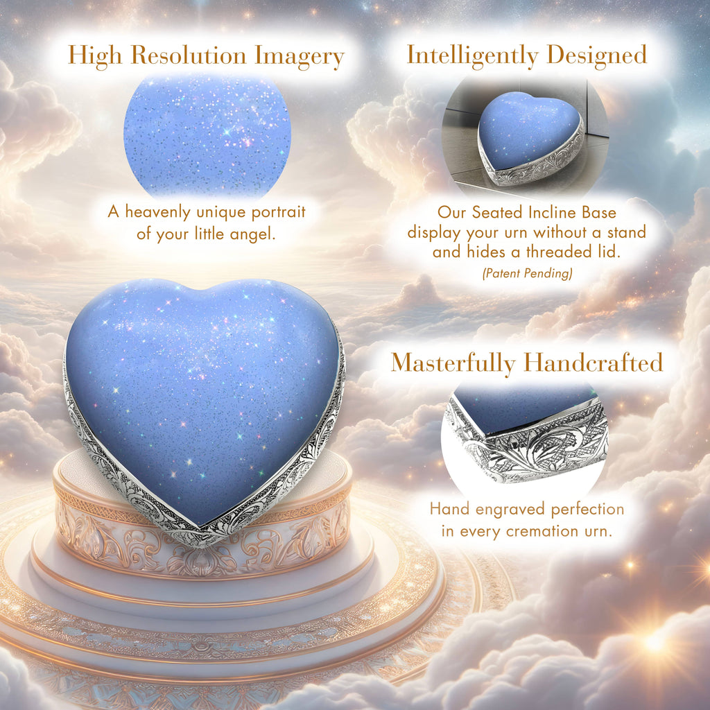 Sparkling Blue Baby or Child Cremation Urn - Urns For Babies