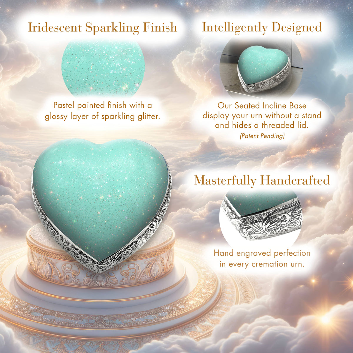 Sparkling Green Baby or Child Cremation Urn - Urns For Babies