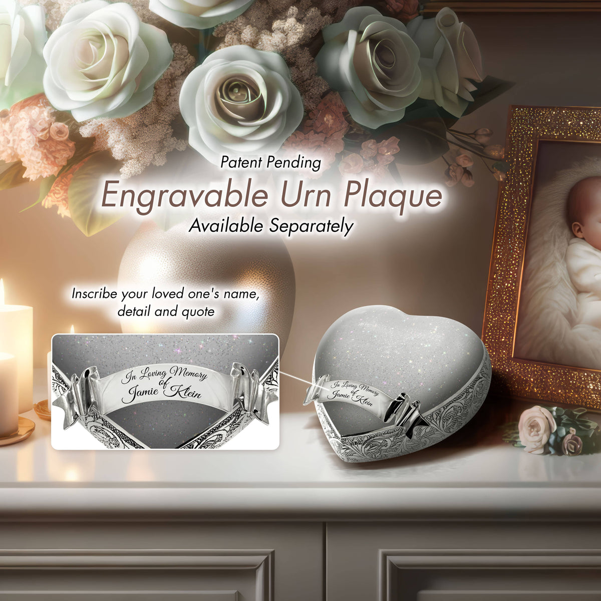 Sparkling White Baby or Child Cremation Urn - Urns For Babies