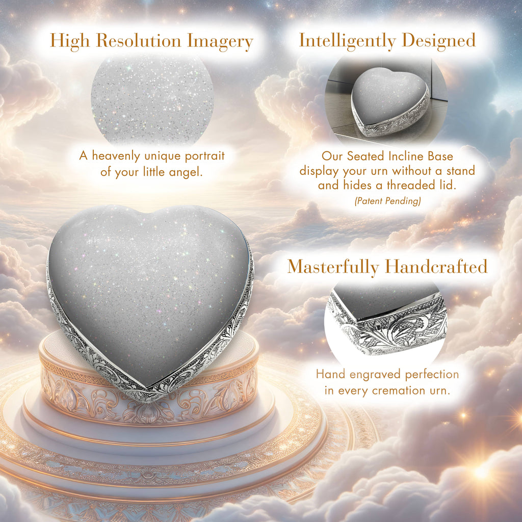 Sparkling White Baby or Child Cremation Urn - Urns For Babies