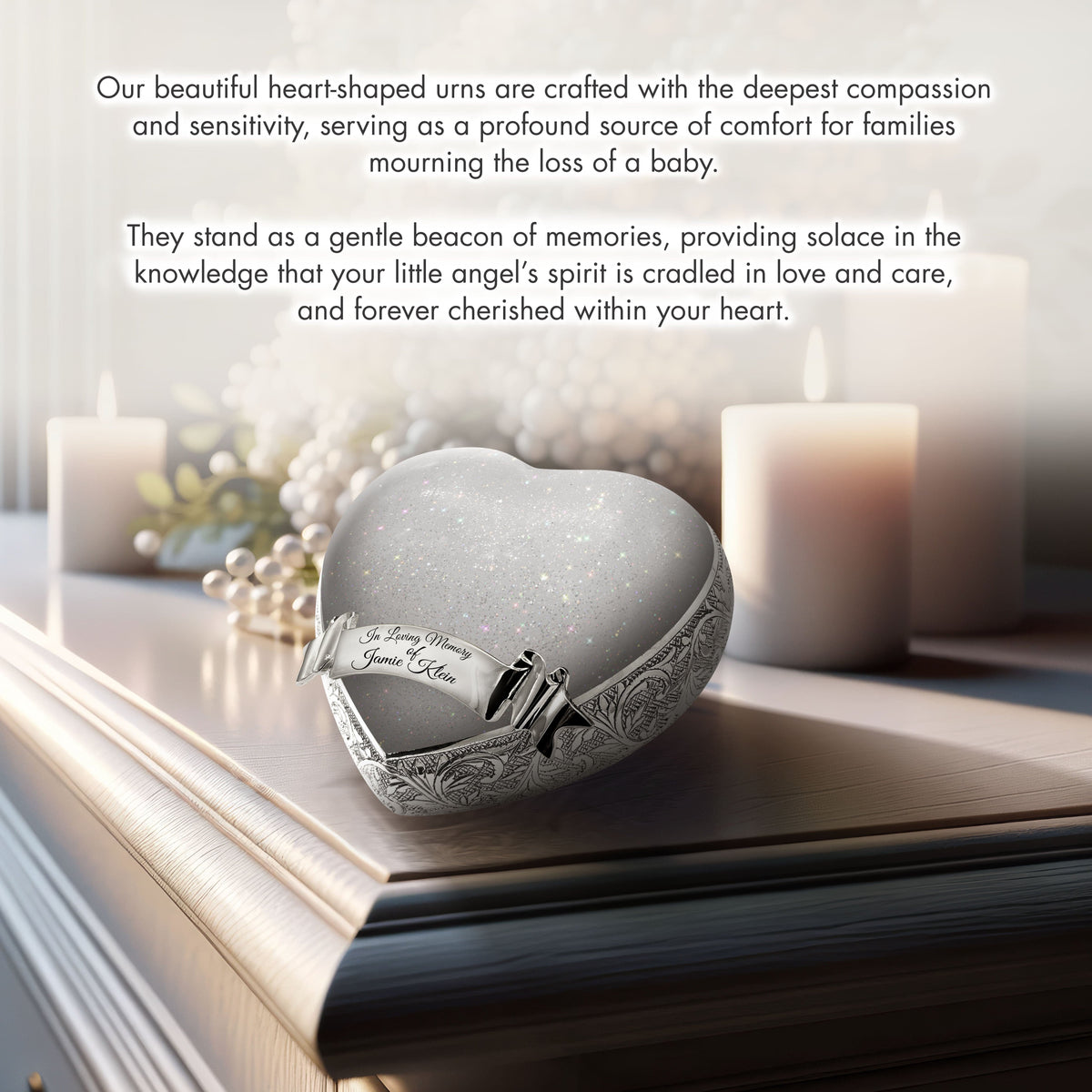 Sparkling White Baby or Child Cremation Urn - Urns For Babies