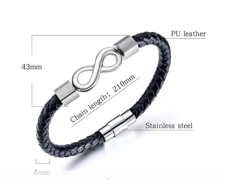 Personalized Leather Infinity Bracelet – Custom Engraved Braided Wristband Gift