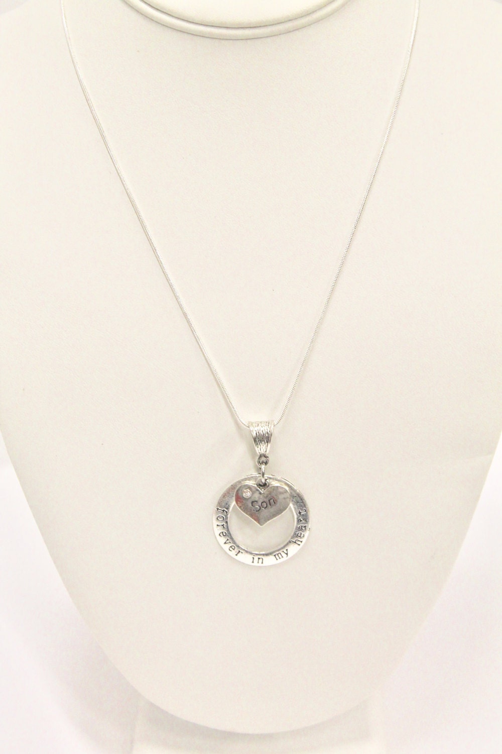 Forever In My Heart Remembrance Pendant on Silver Chain, Gift For Her, Gift For Mom, Memory Necklace, In Remembrance, Sympathy Gift