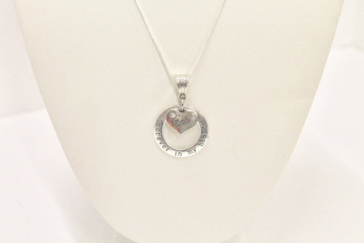 Forever In My Heart Remembrance Pendant on Silver Chain, Gift For Her, Gift For Mom, Memory Necklace, In Remembrance, Sympathy Gift