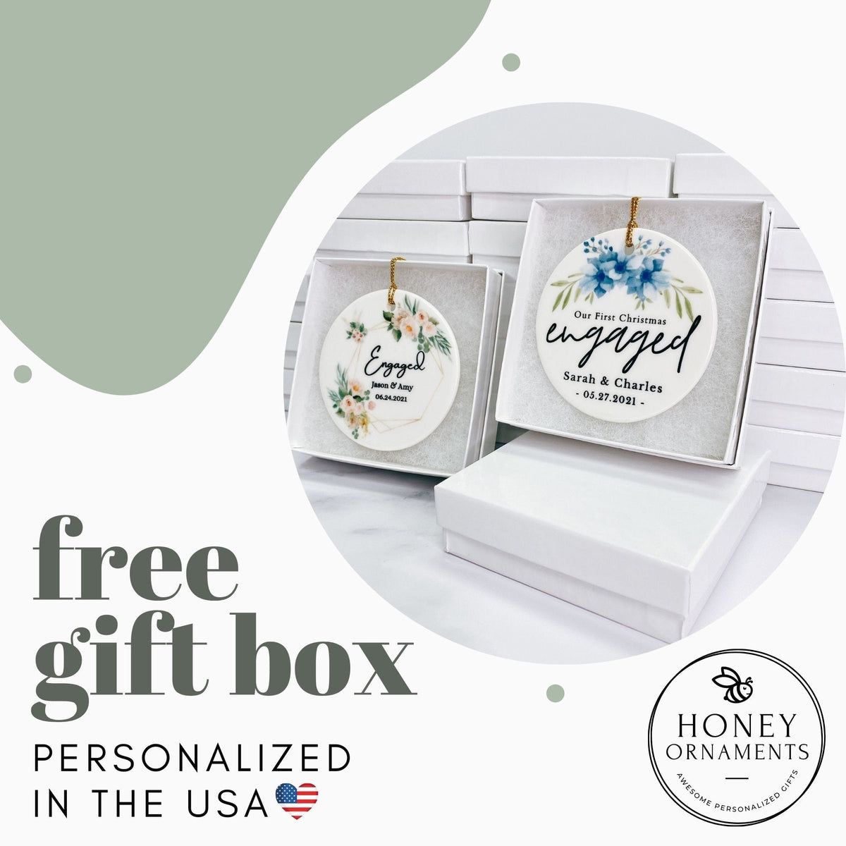 Personalized Ceramic Engagement Ornament