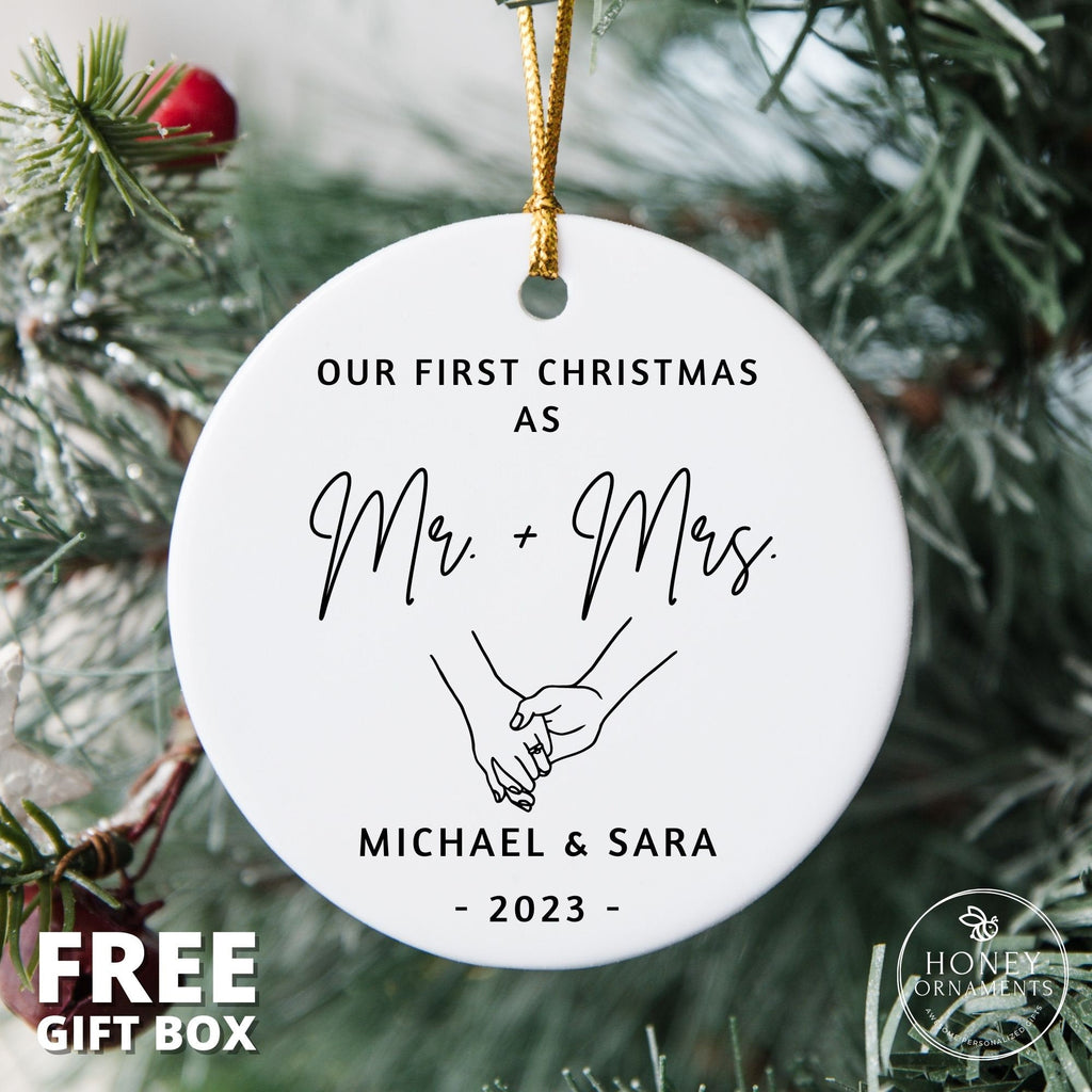 Our First Christmas as Mr and Mrs 2026 Personalized Wedding Ornament