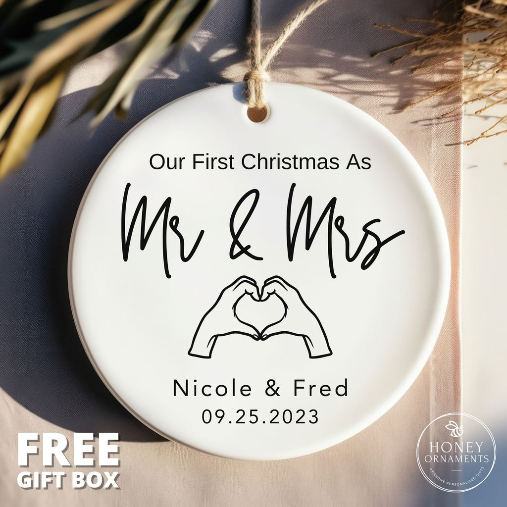 Personalized First Christmas Married Ornament – Mr & Mrs Ceramic