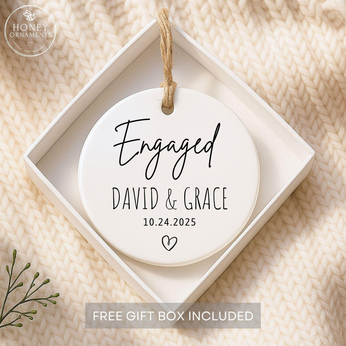 Personalized Ceramic Engagement Ornament