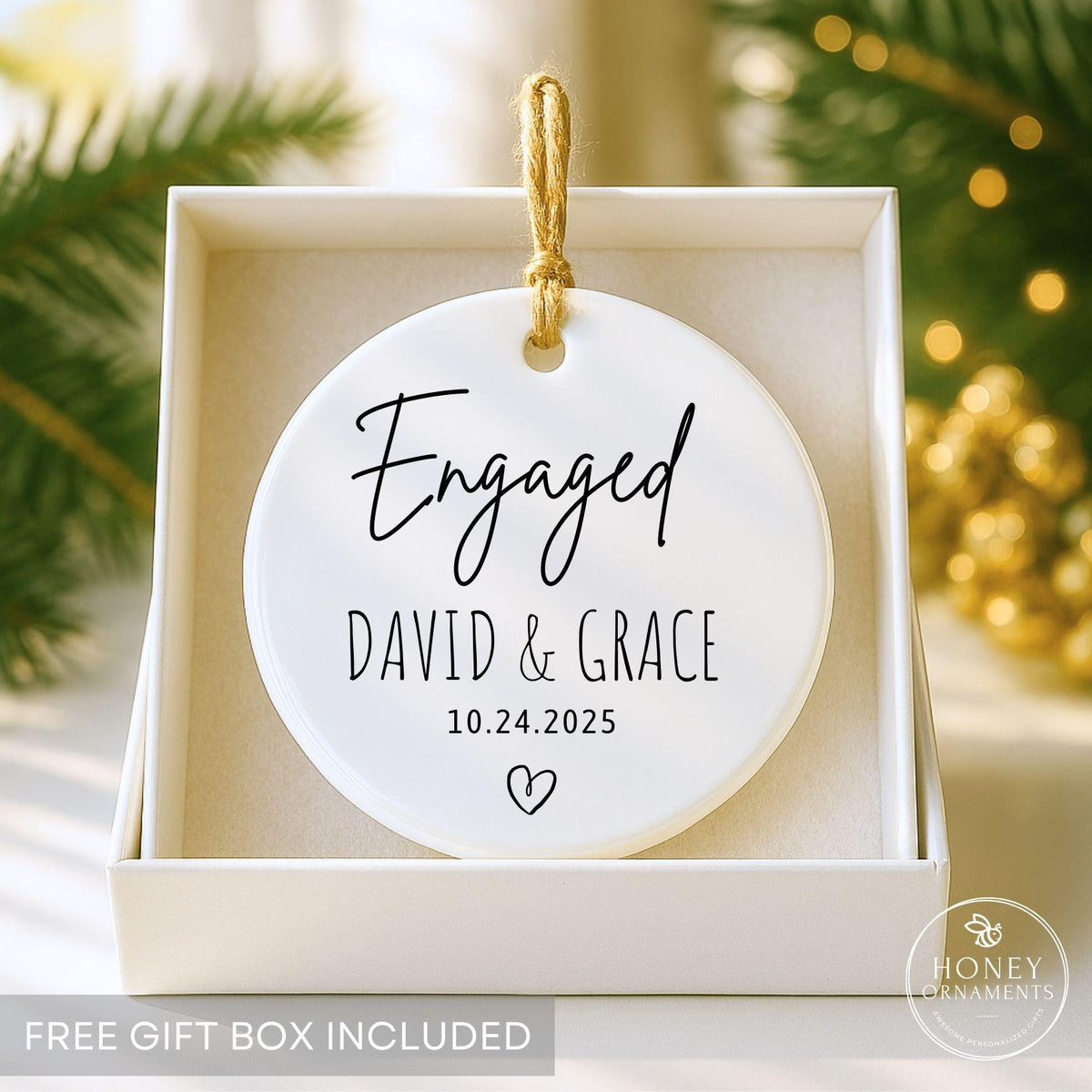 Personalized Ceramic Engagement Ornament