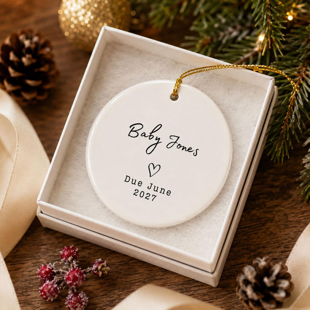 Expecting New Baby Ornament - Personalized Baby Due Christmas Ornament