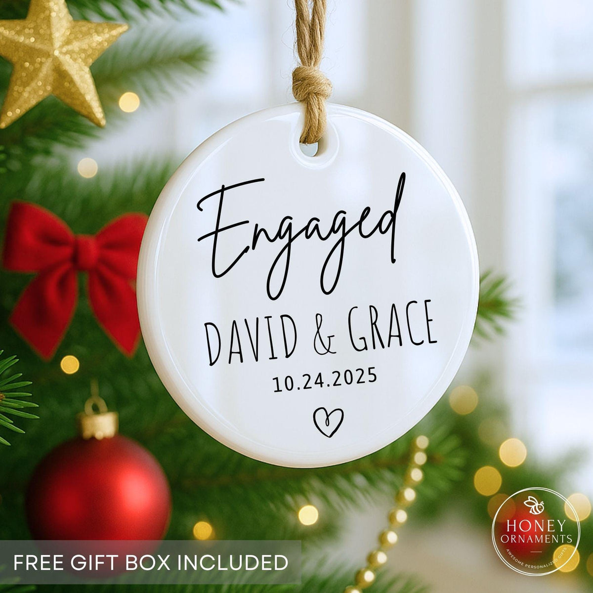 Personalized Ceramic Engagement Ornament